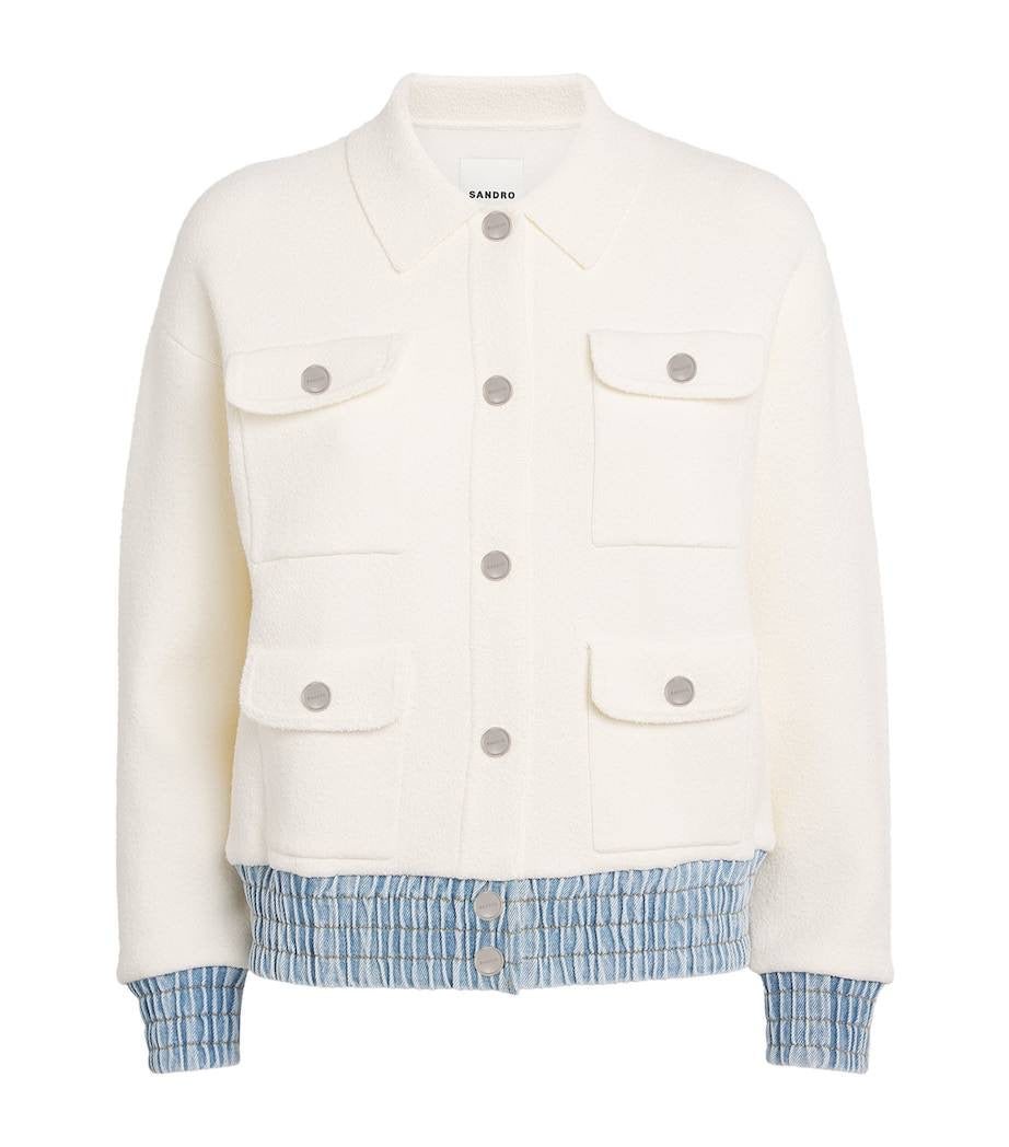 SD Bouclé Denim-Trim Cardigan Jacket