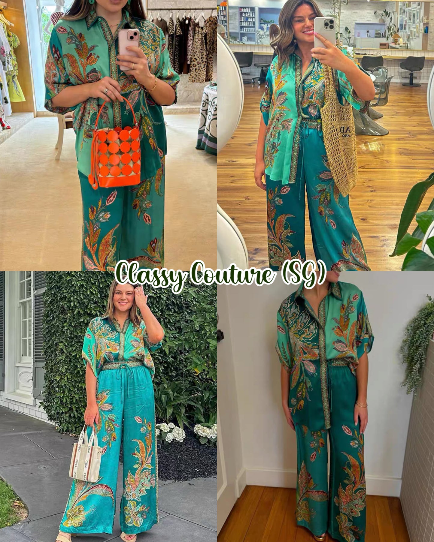 ALM La Charrasca & Franca & Atlas Silk Satin Shirt | Pants | Set