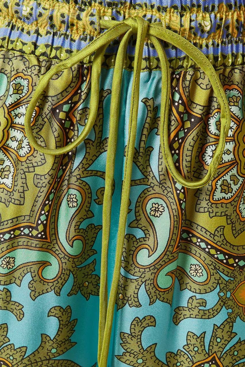ALM Clemenza Spliced Crop Silk Blouse | Pants | Set
