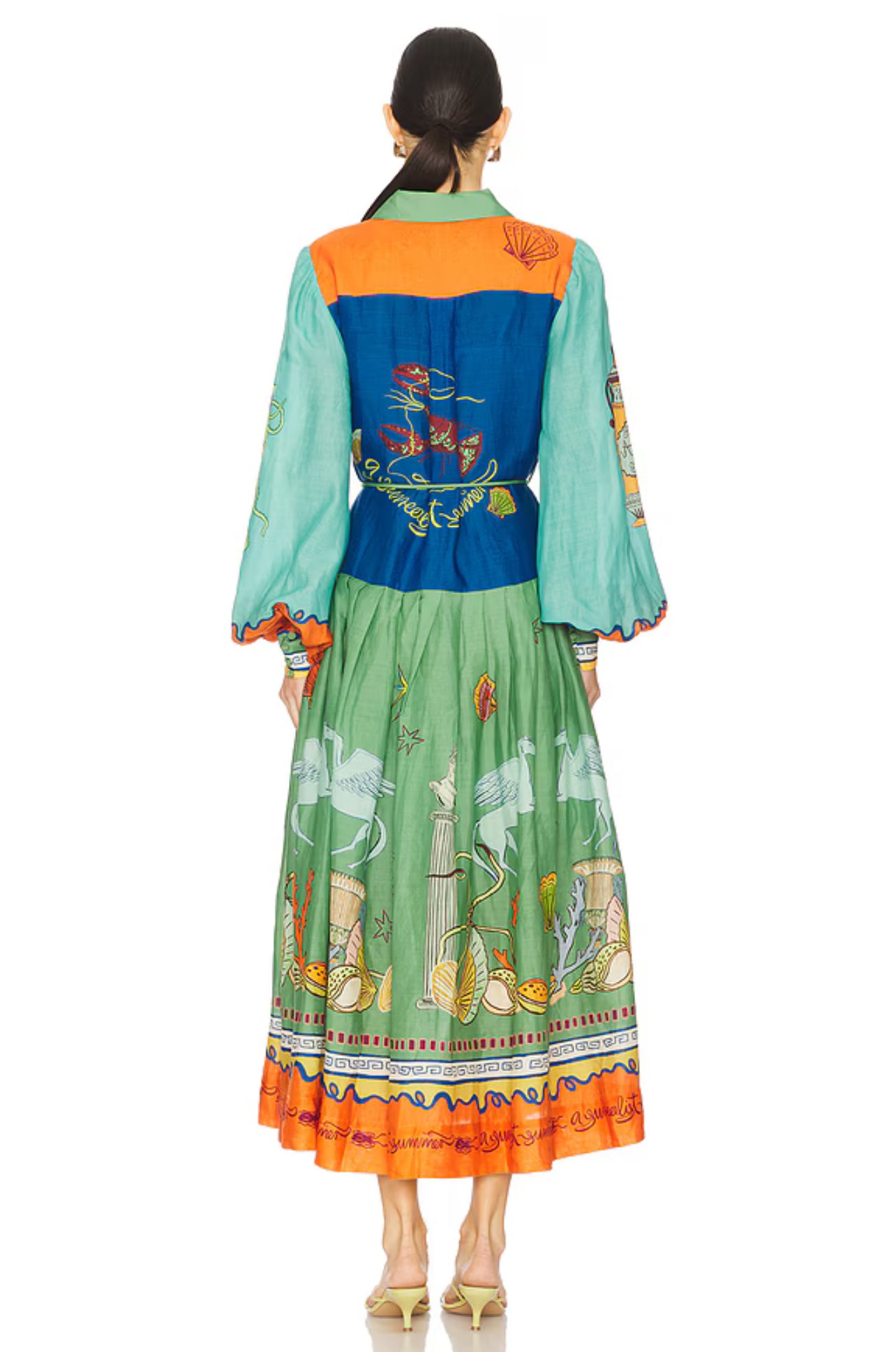 ALM Surrealist Summer Ramie Midi Dress Shirtdress