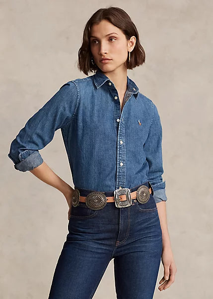 RL Classic Fit Denim Shirt in Blue Wash