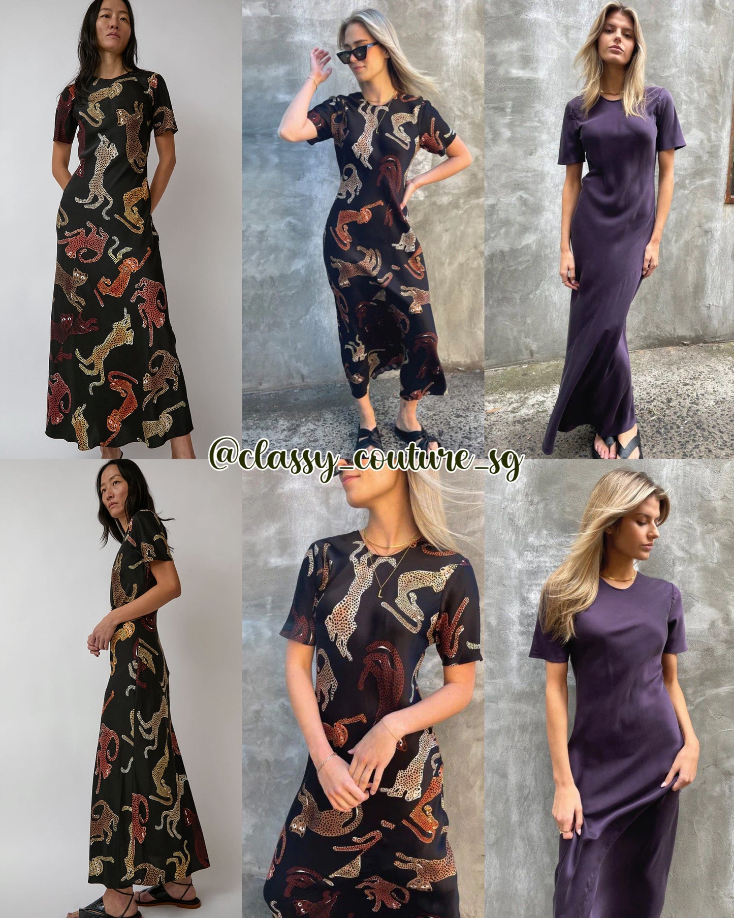 SL Short Sleeve Bias Dress Midi Maxi Silk