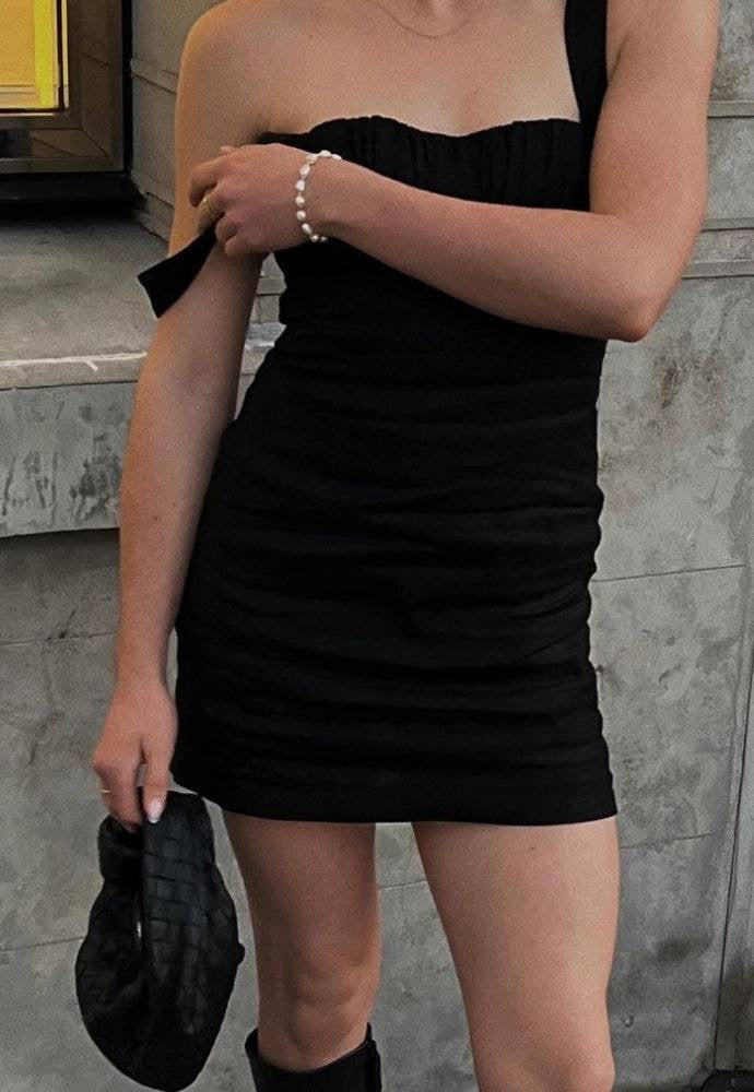 STL Bettina Linen Mini Dress in Black