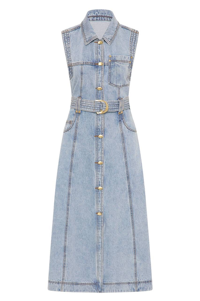 AJ Ray Denim Mini | Midi Dress