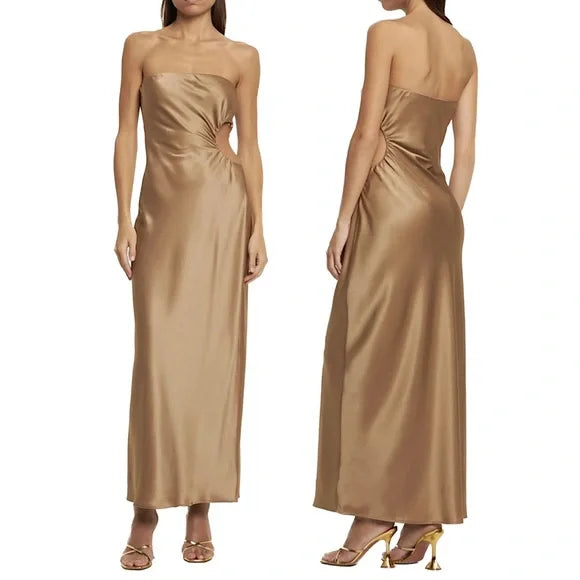 SALE! Ref Nevaeh Satin Cut Out Strapless Midi Maxi Dress