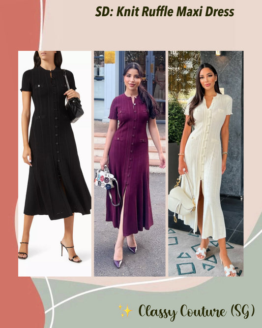 SD Short Sleeve Knit Ruffle Midi Maxi Dress
