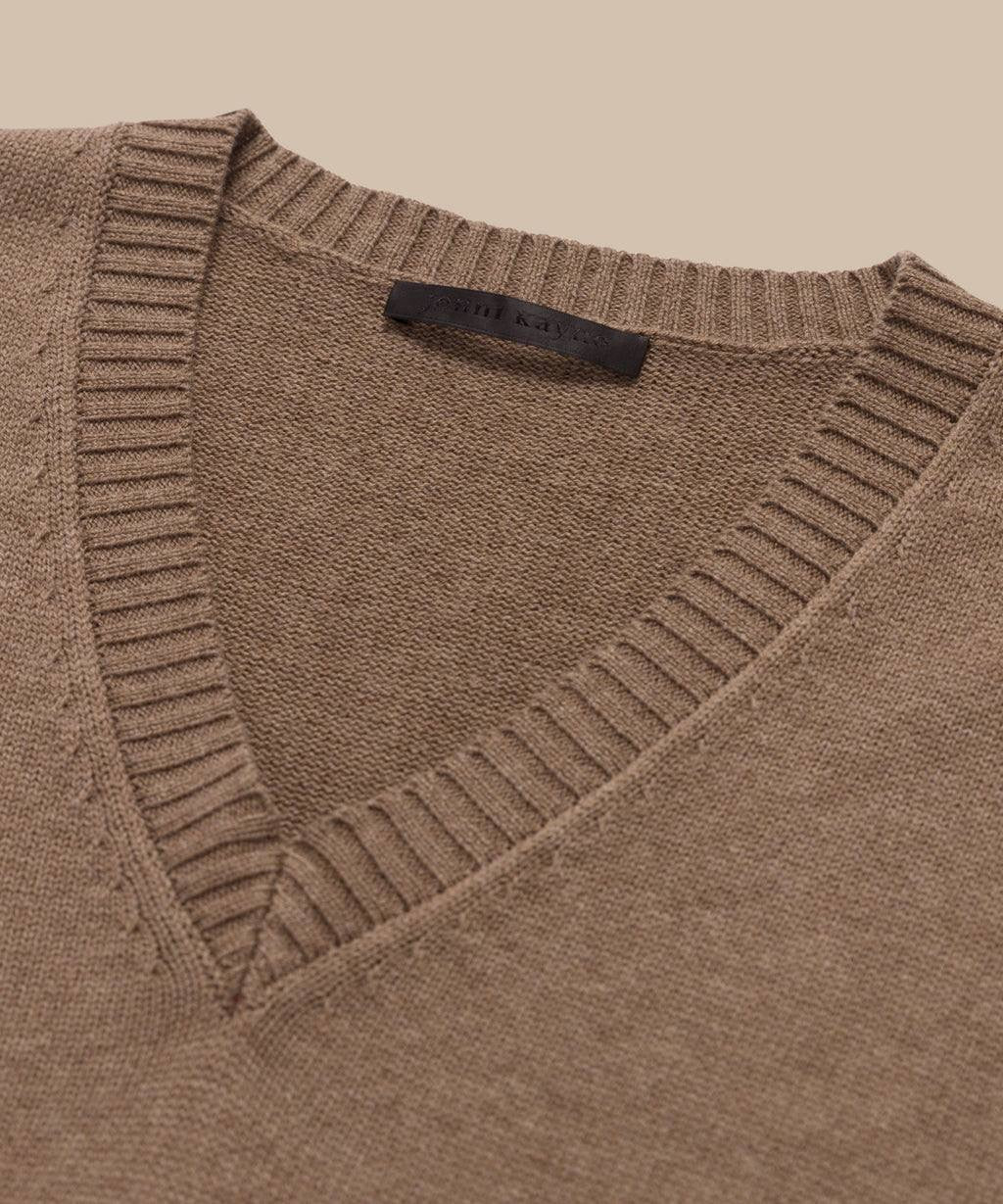 JK Simone V-Neck Wool-Cotton Pullover Sweater