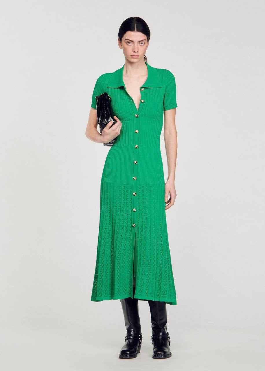 SD Knit Maxi Dress | Green Black Midi