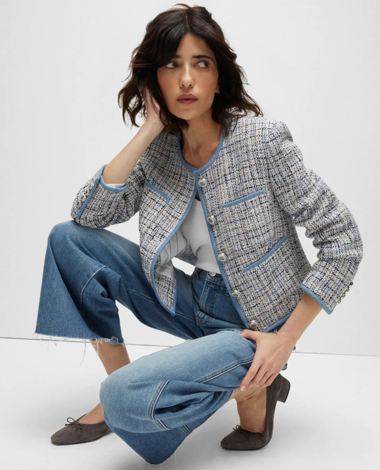 VB Darla Tweed Jacket in Blue Multi