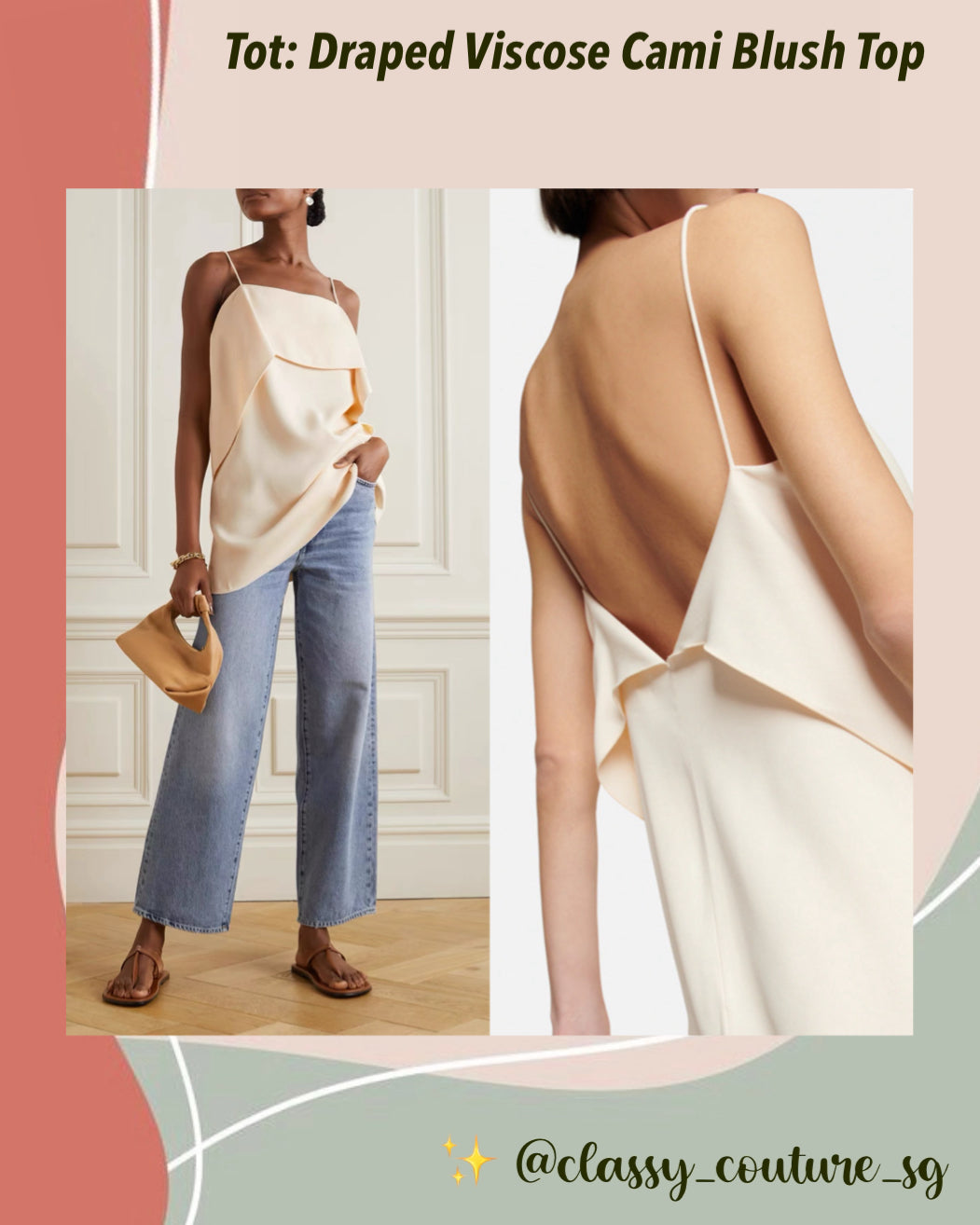 SALE! Tot Draped Viscose Cami Blush Top