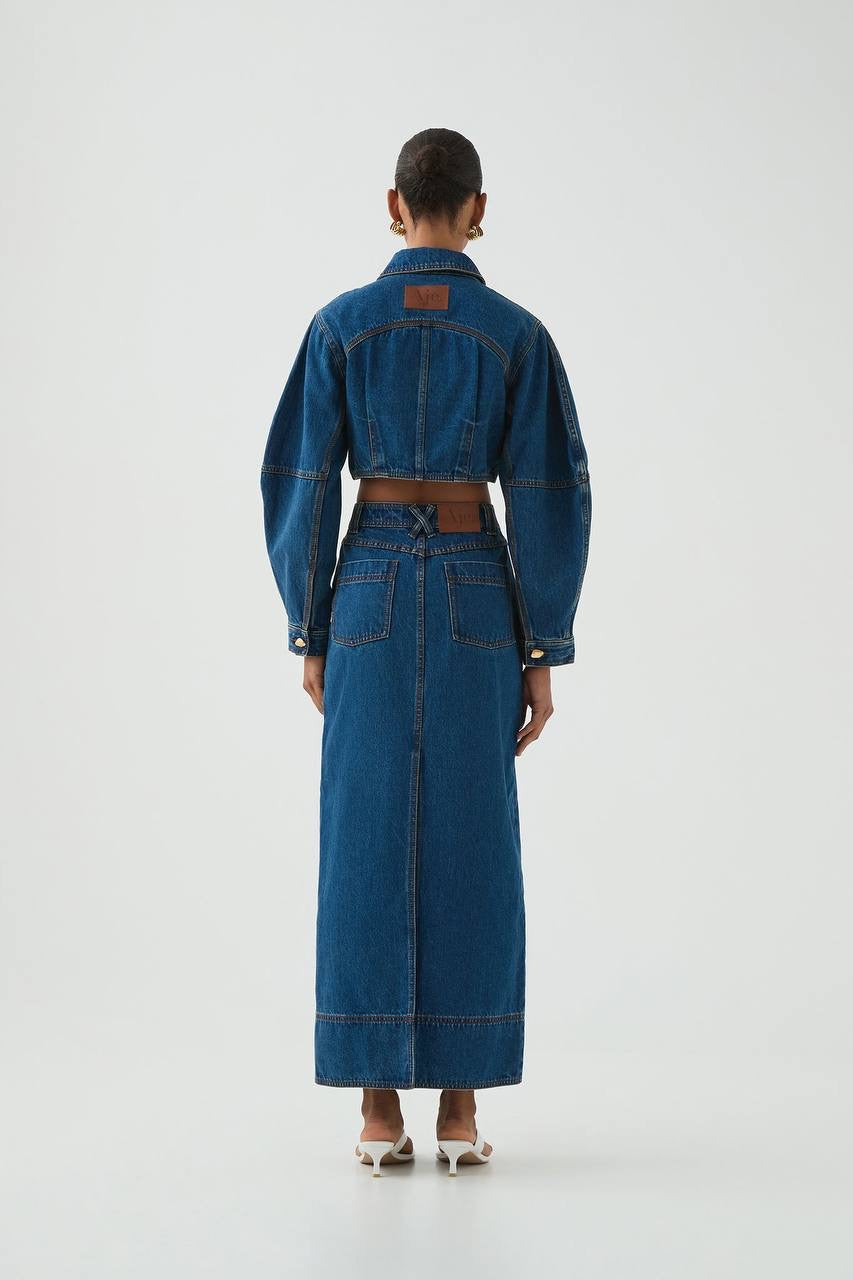 AJ Phoenix Denim Midi Skirt