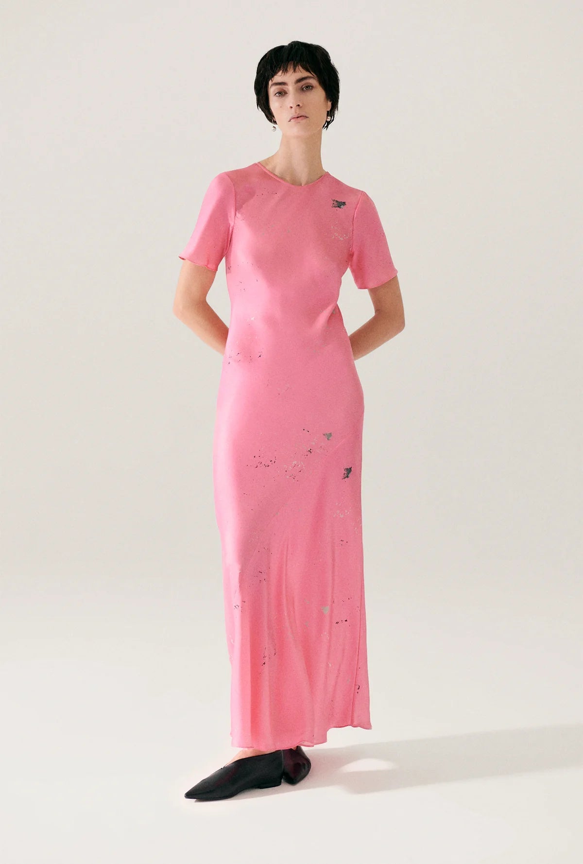 SL Short Sleeve Bias Dress Midi Maxi Silk