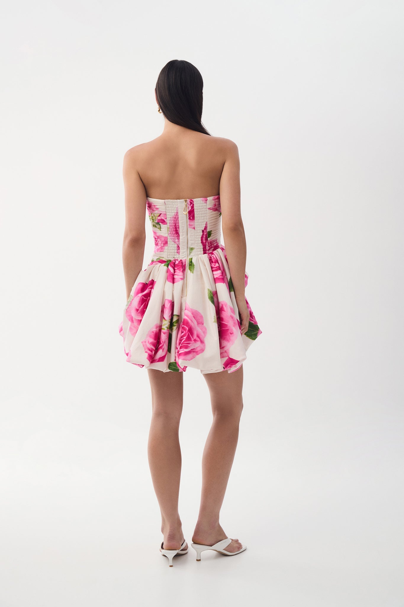 AJ Olea Bubble Hem Cotton Mini Dress in Soft Rose Light