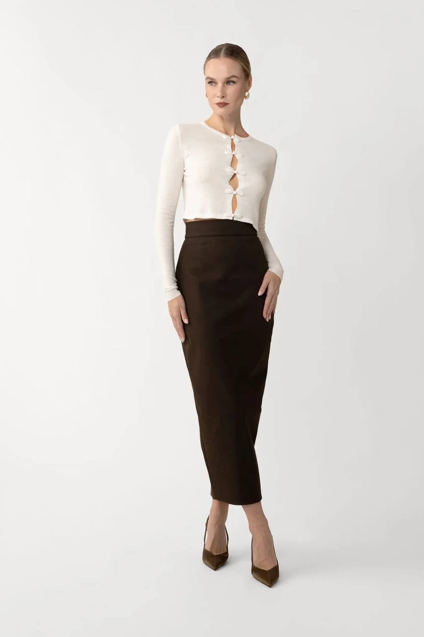 SAU Dominic Viscose-cotton Cropped Knit Cardigan