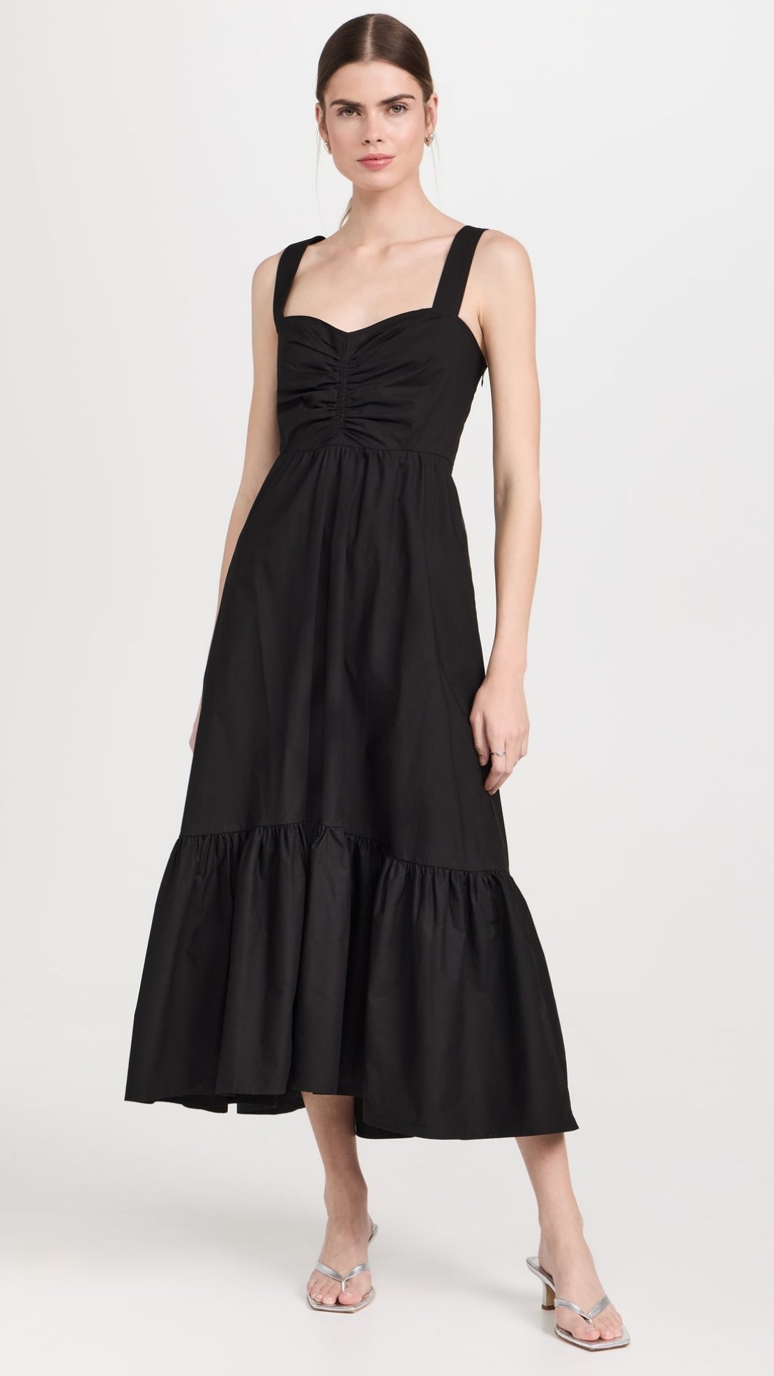 ALC Lilah II Cotton Midi Dress in Black