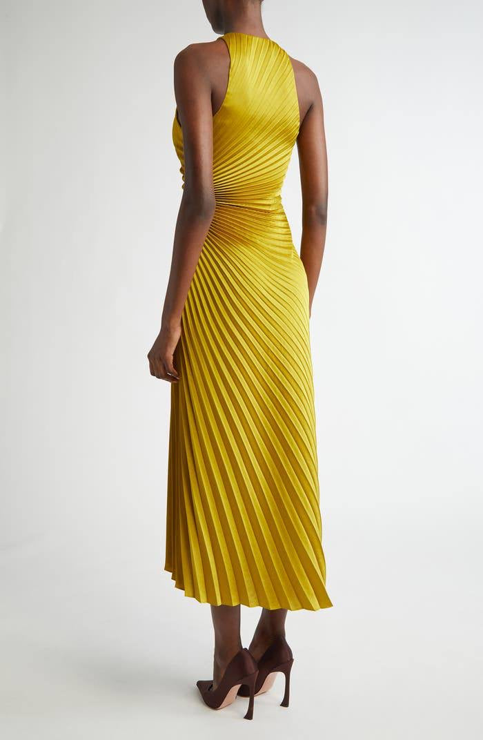 3 Colors! ALC Reagan Asymmetric Pleated Midi Dress