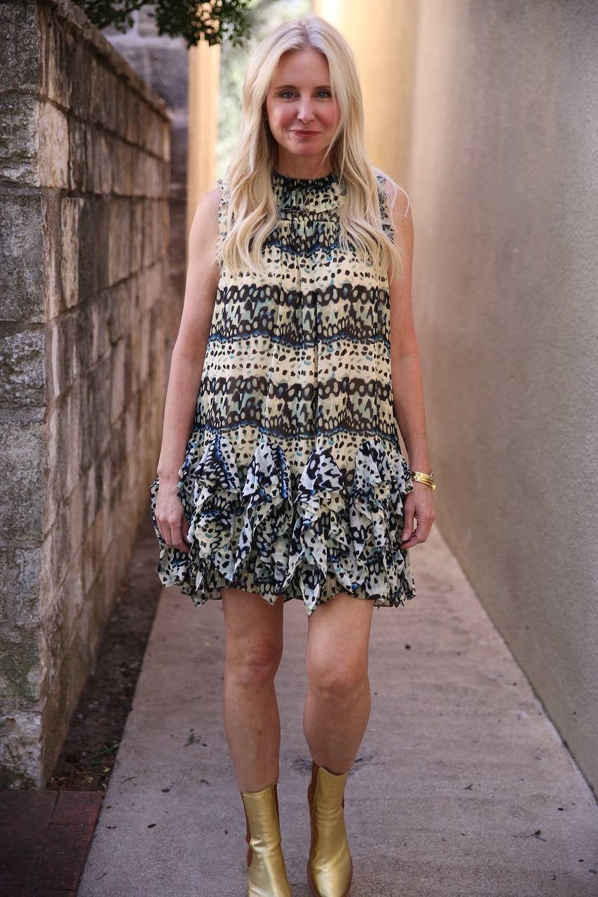 UJ Miri Ruffle Silk Crepe Mini Dress