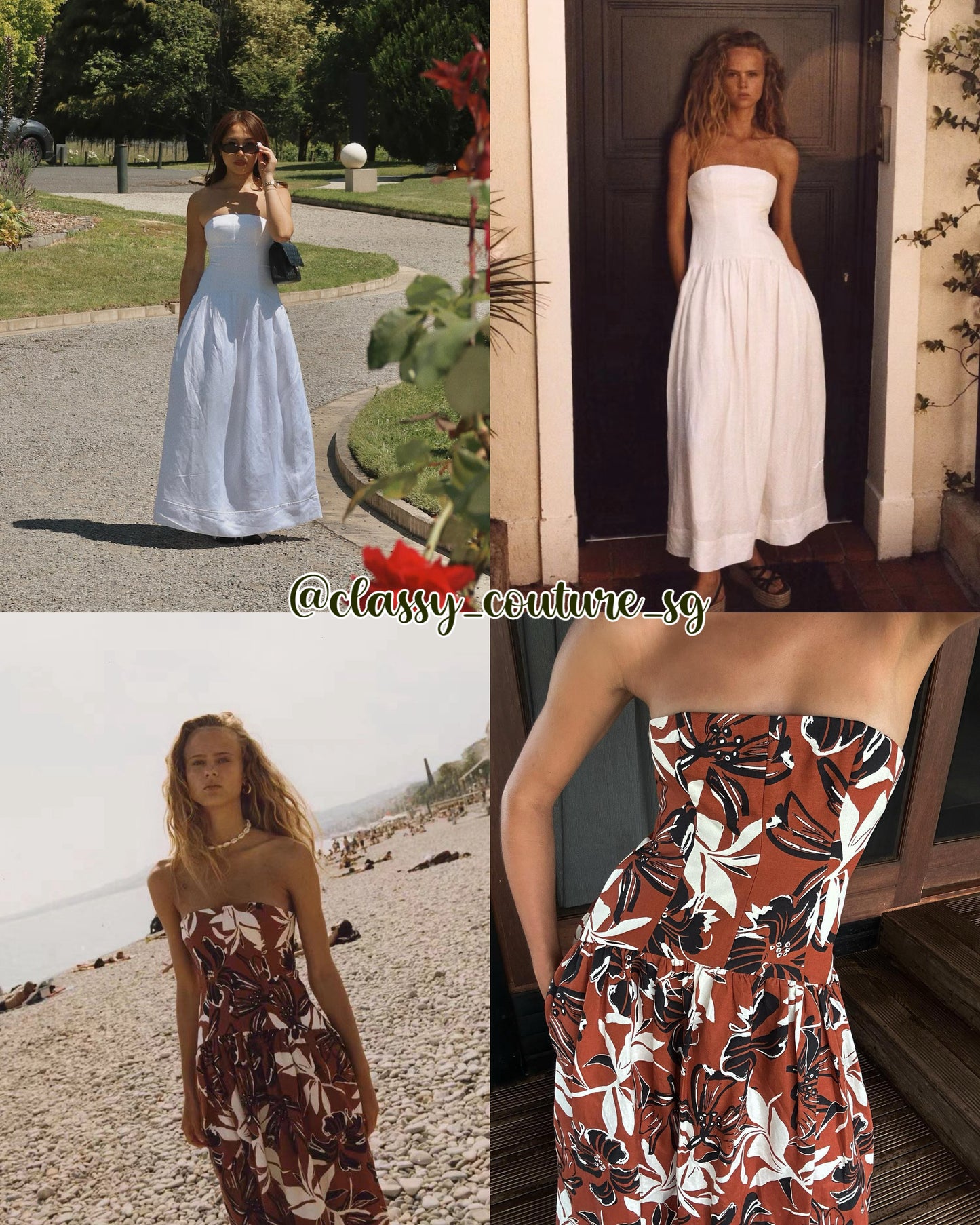 SJ Blanc & Emma Linen Strapless Panelled Maxi Dress