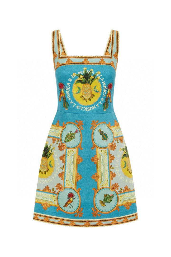 ALM La Musica Tie Back Linen Mini Dress