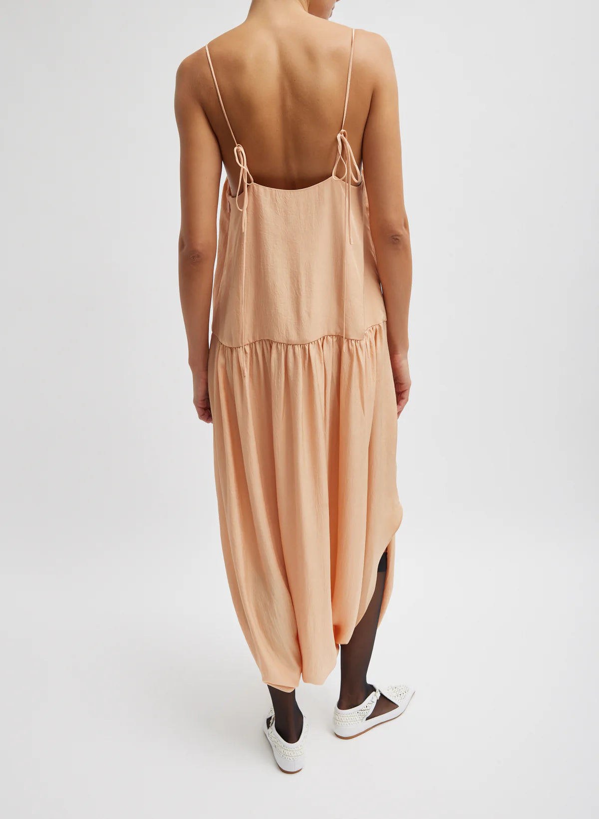 TB Spring Acetate Strappy Jalouise Midi Dress