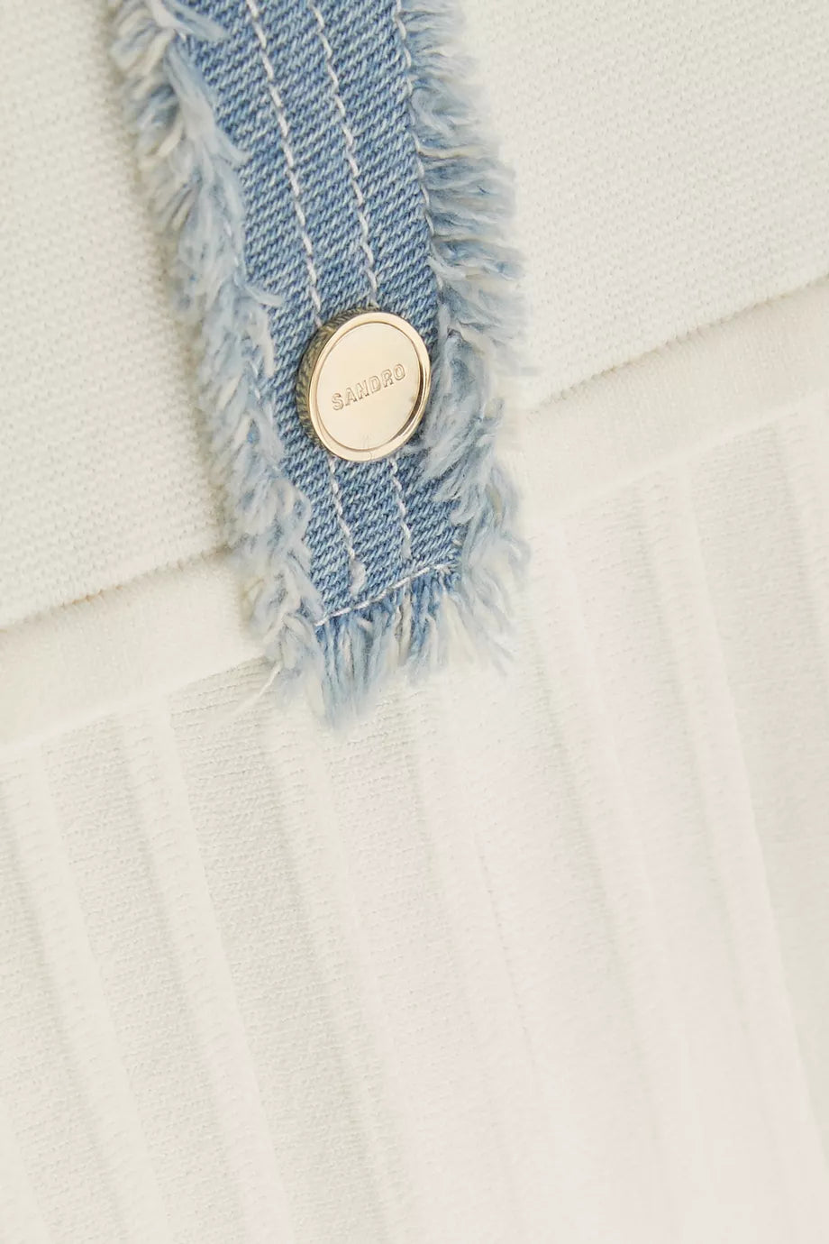 SD Short Knit Mini Dress With Ruffles & Denim Contrast