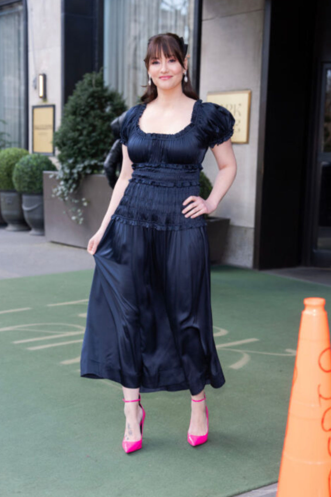 DN Leanne Midi Dress in Navy Blue Silk