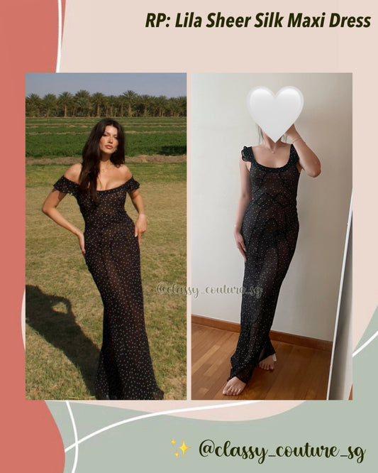 RP Lila Sheer Silk Maxi Dress in Celestial Black