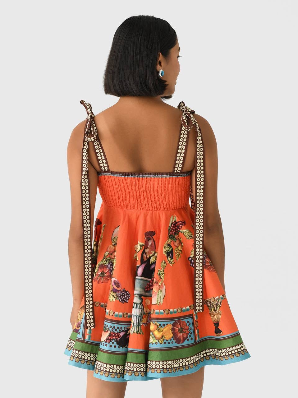 ALM Rocco Graphic Pattern Linen Mini Dress