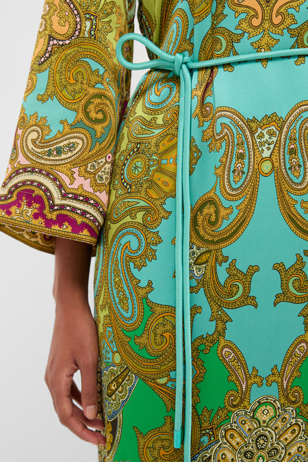 ALM Clemenza Silk Belted Shirtdress Midi Dress