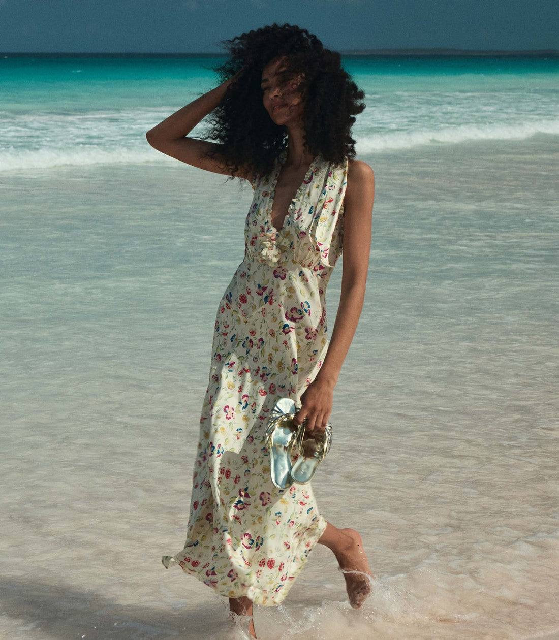 DN Mazarin Silk-Viscose Halter Midi Dress