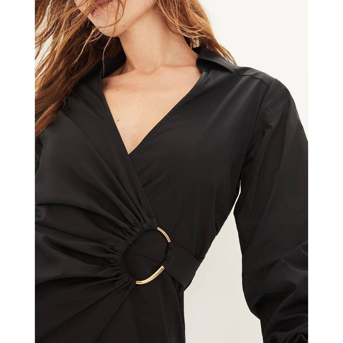 VB Afton Sheath Cotton-Blend Wrap Midi Dress