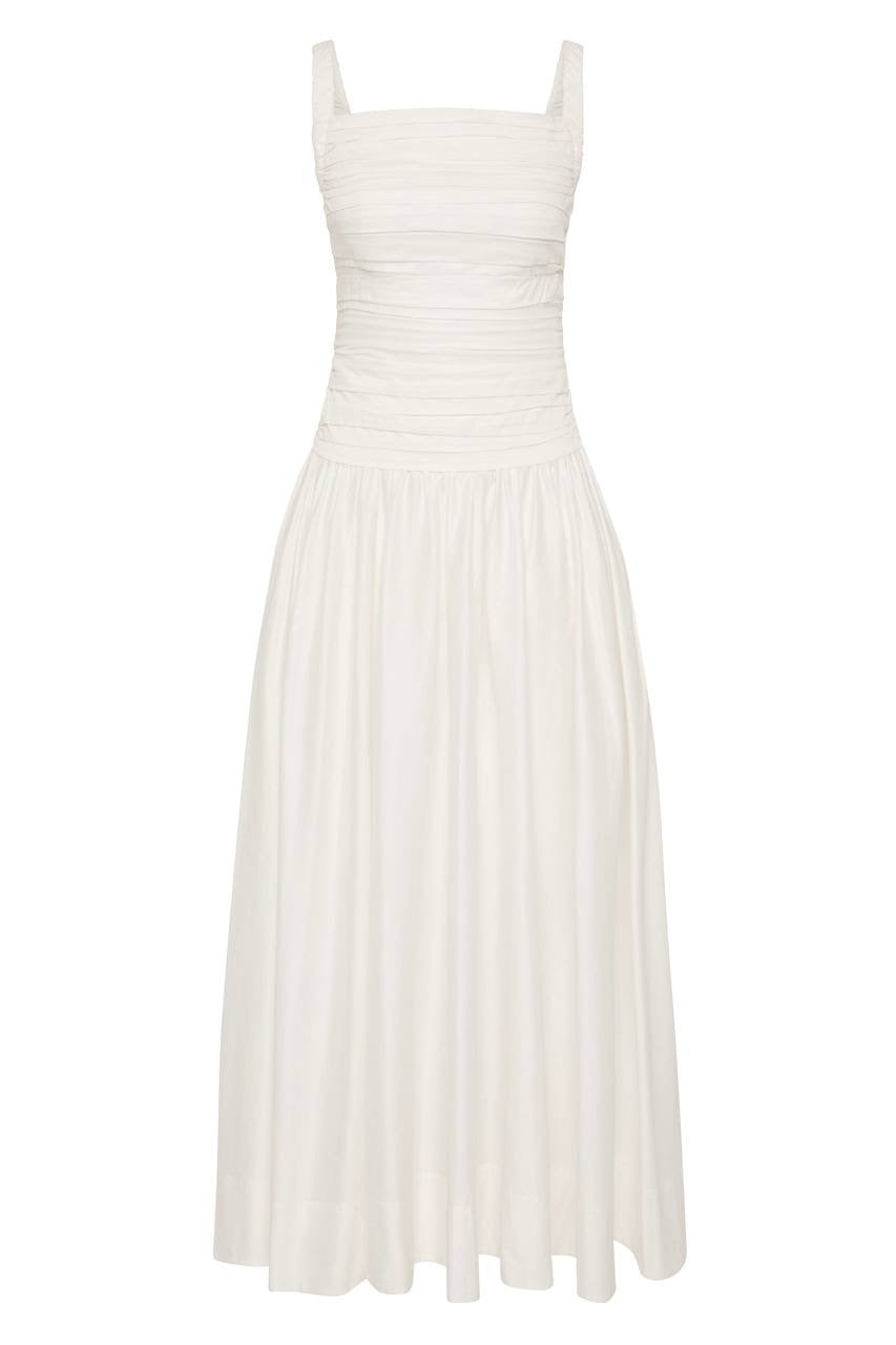 2 Colors! AJ Star Ruched Cotton Midi Dress