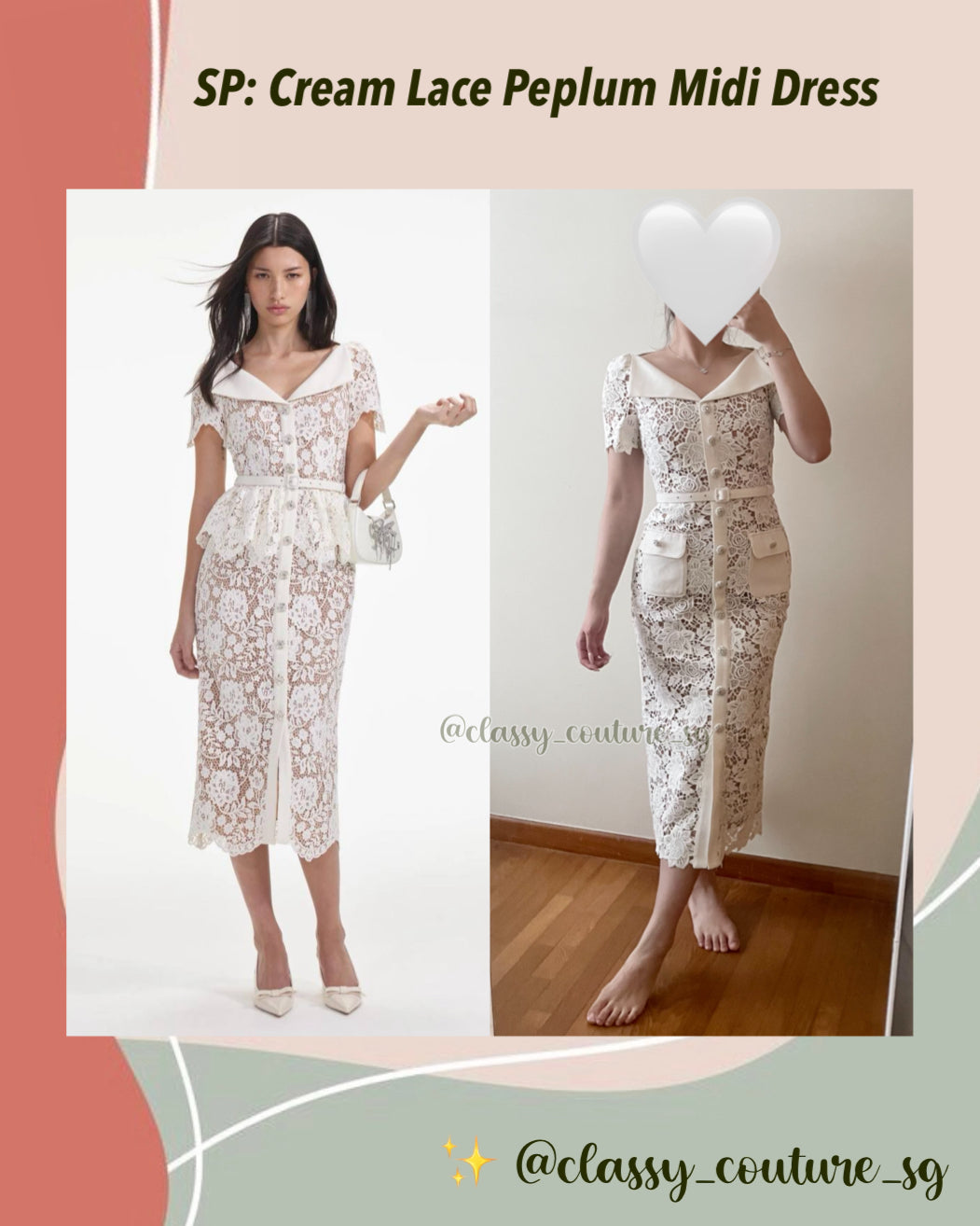 cream lace peplum dress Cream Lace Peplum Midi Dress self-portrait-US