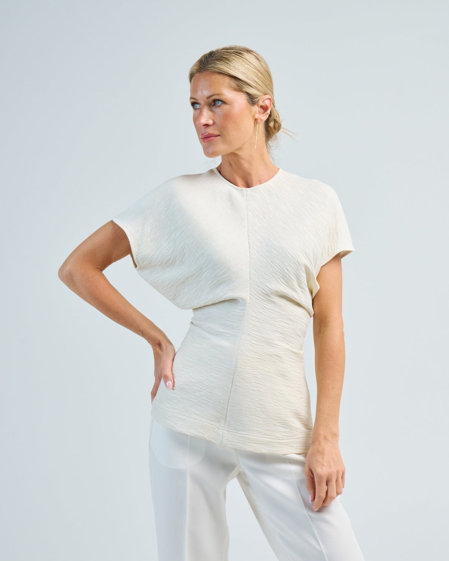 Best! Tot Slouch Waist Crinkled Viscose-Blend Top