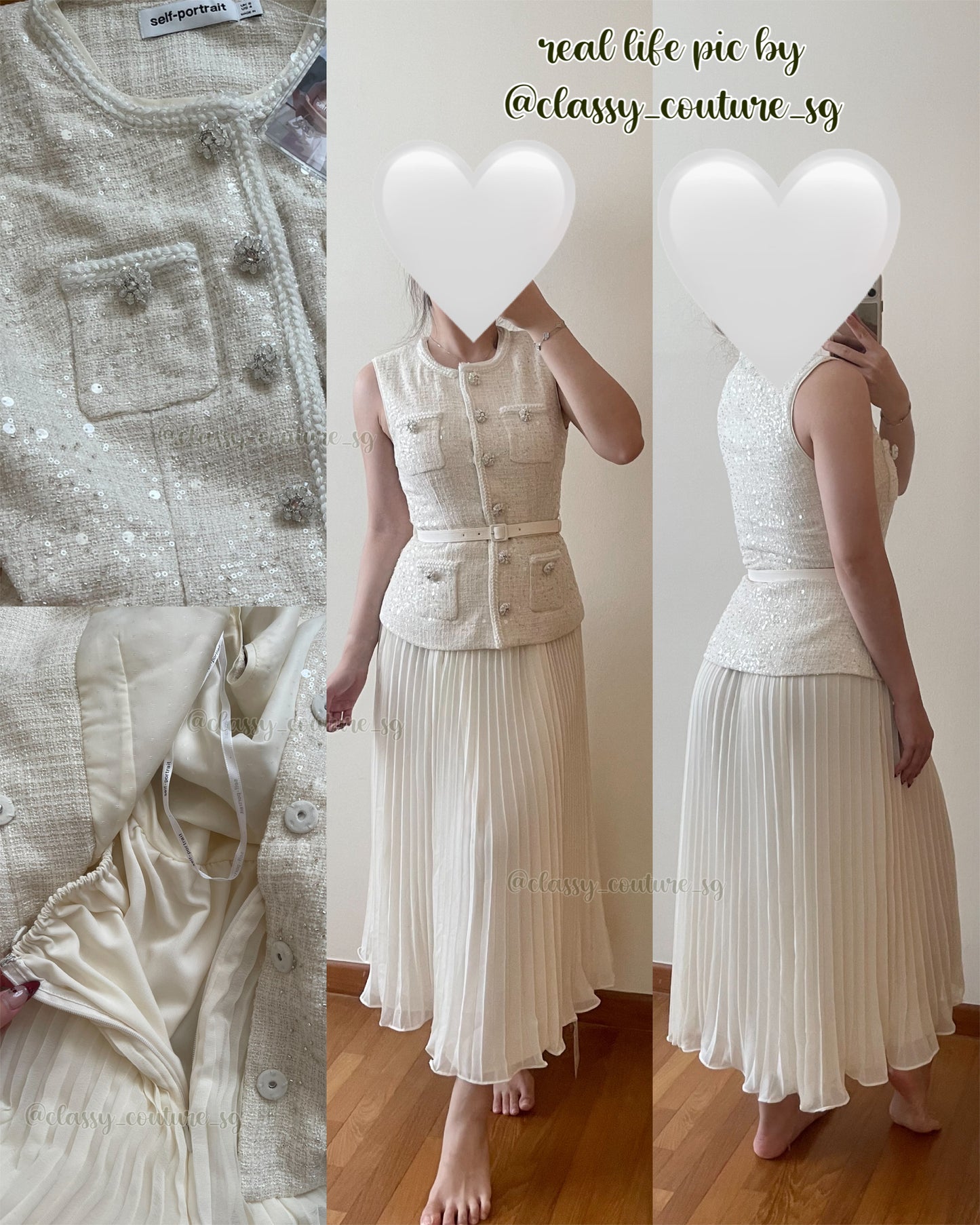 SP Cream Sequin Boucle Tailored Midi Dress