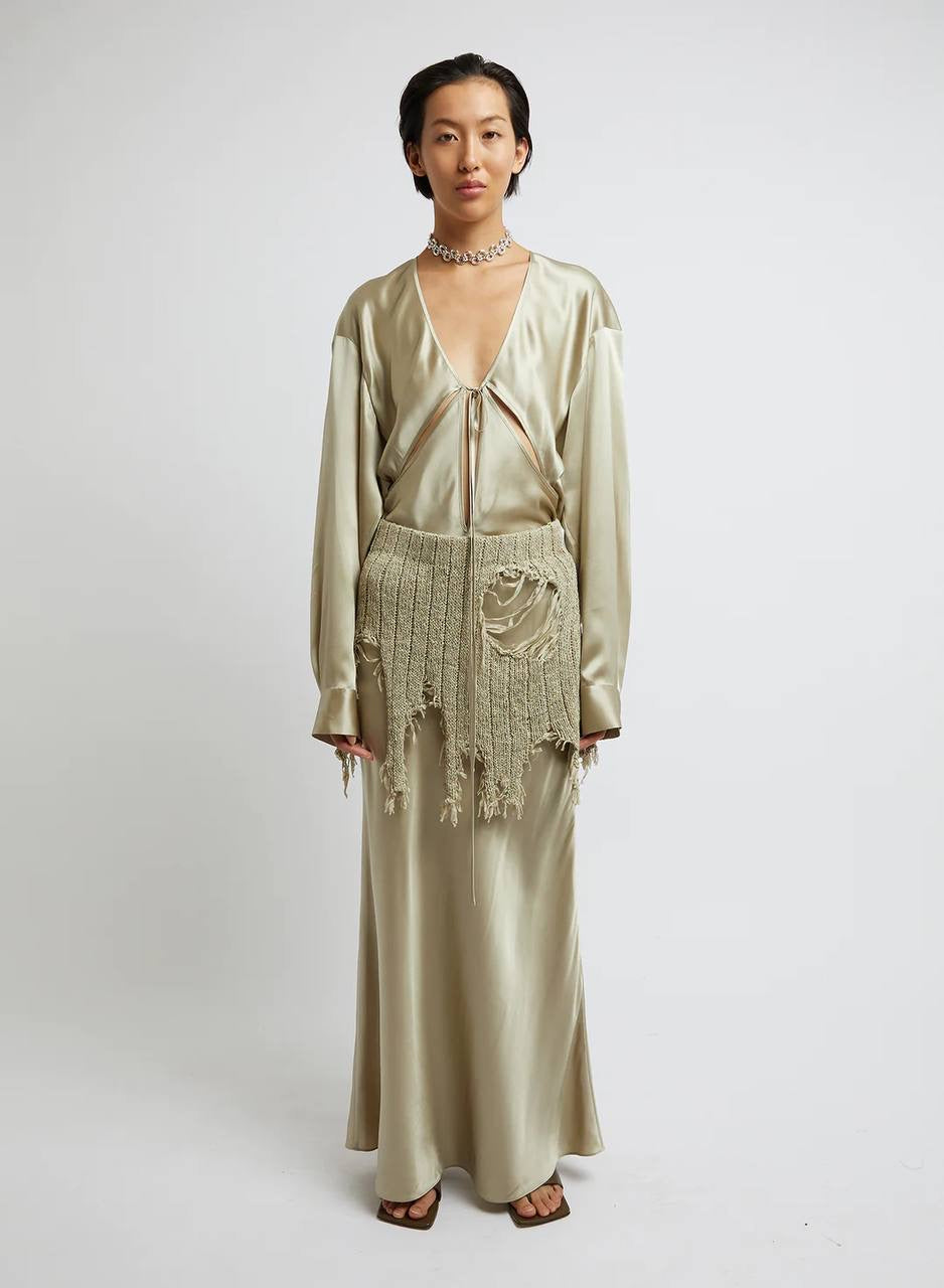 CE Triquetra Front Tie Silk Shirt Top