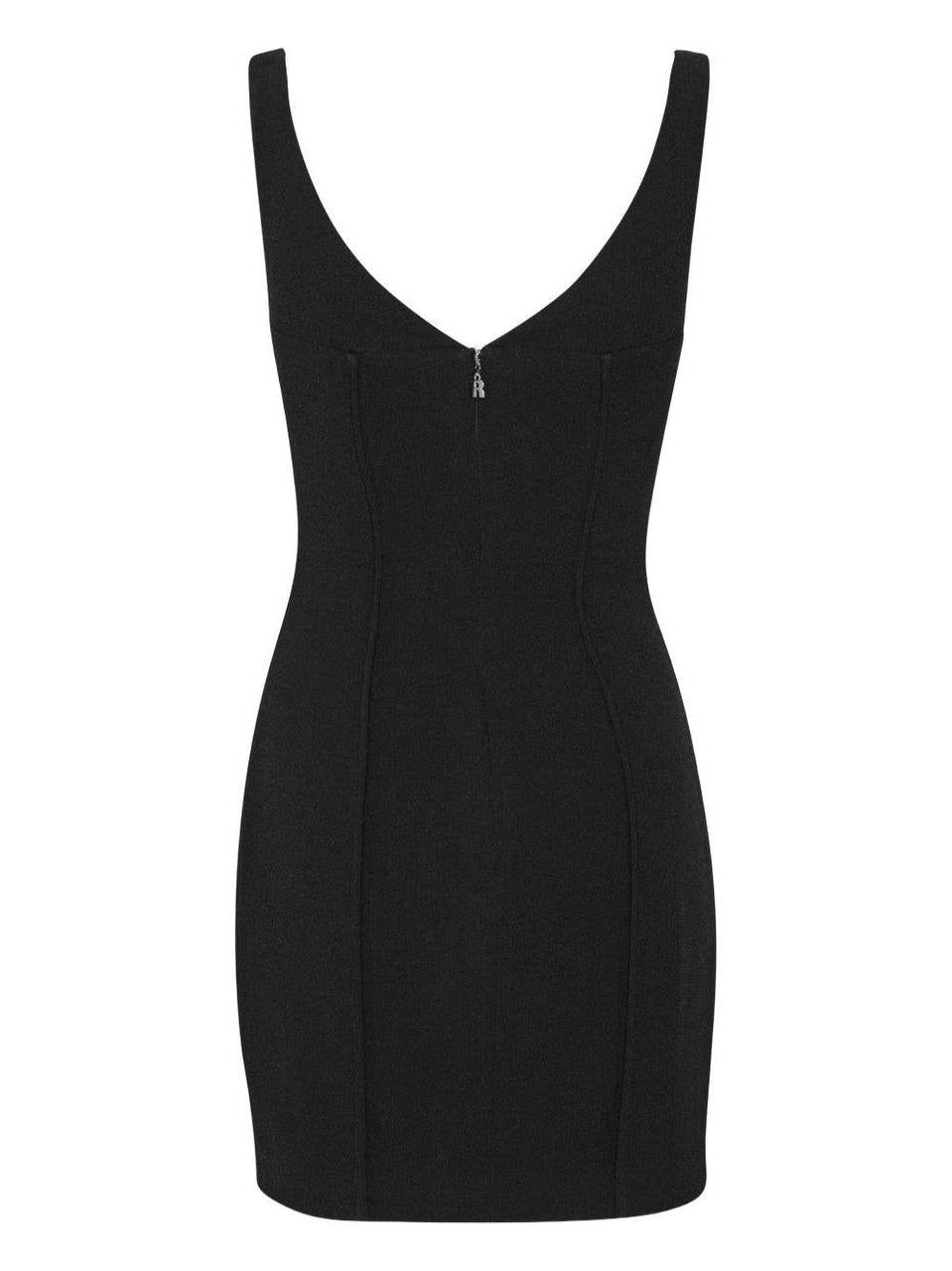 RT Rose-Buttoned V-neck Mini Dress