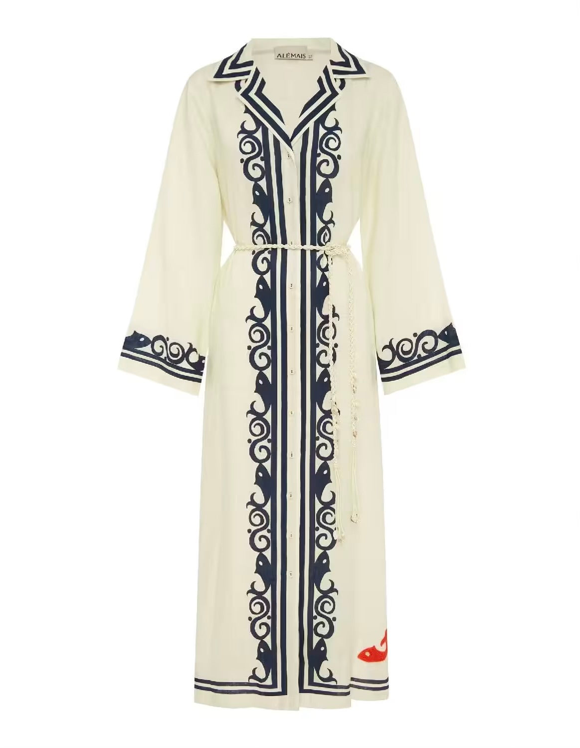 ALM Marine Linen Midi Dress Shirtdress