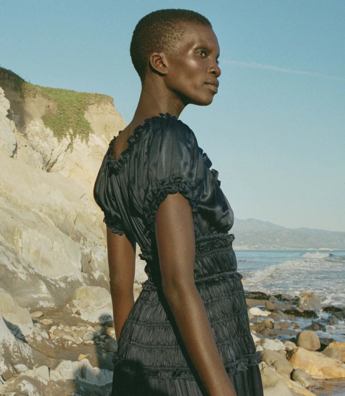 DN Leanne Midi Dress in Navy Blue Silk