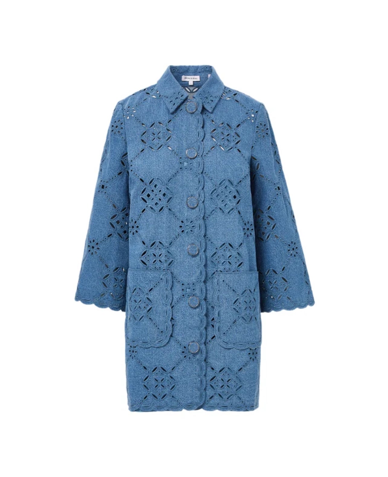 VB Erilyn Eyelet Cotton Mini Dress in Sea Glare Blue