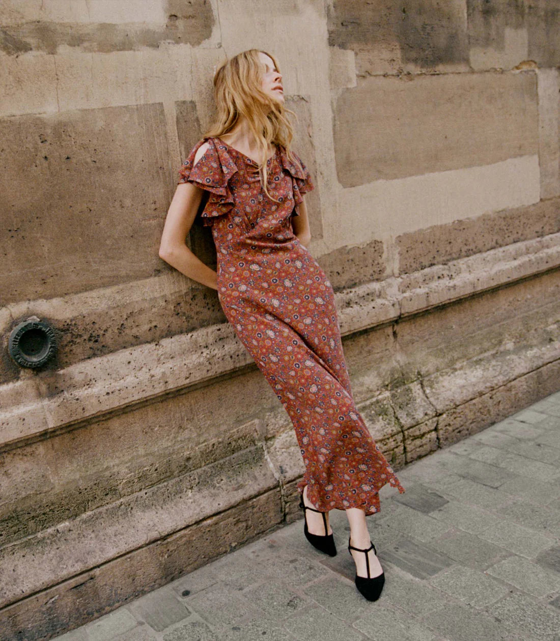 DN Beatriz Ruffled Silk Midi Dress