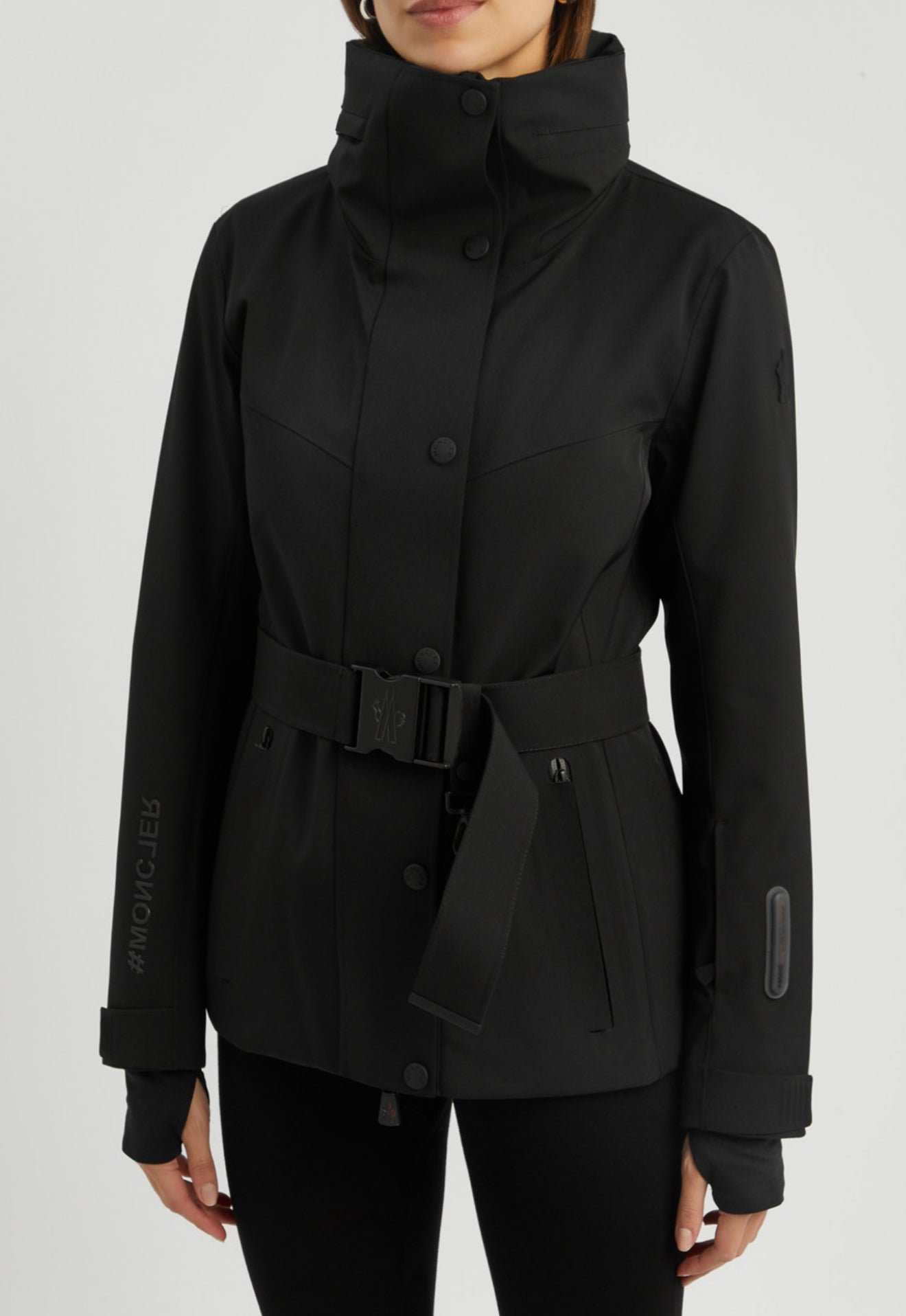 MC Hainet Belted Ski Jacket in Black & Blue