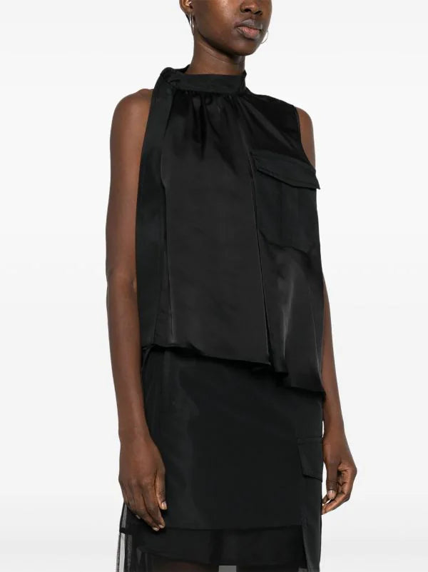 SC Asymmetric Satin Blouse Top