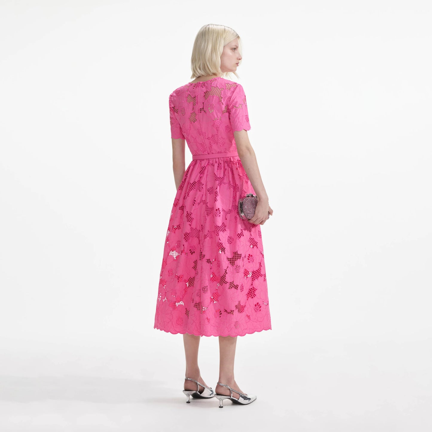 SP Pink Cotton Lace Midi Dress
