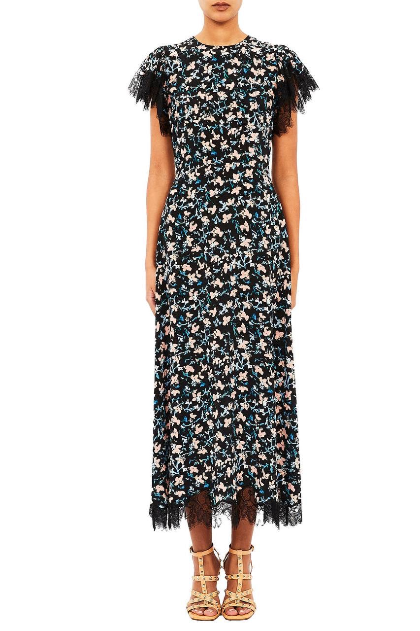 UJ Renee Cape Sleeve Silk Midi Dress