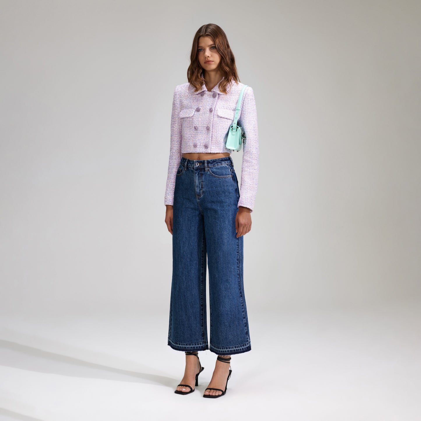 SP Lilac Boucle Cropped Jacket | Purple Mini Skirt | Set