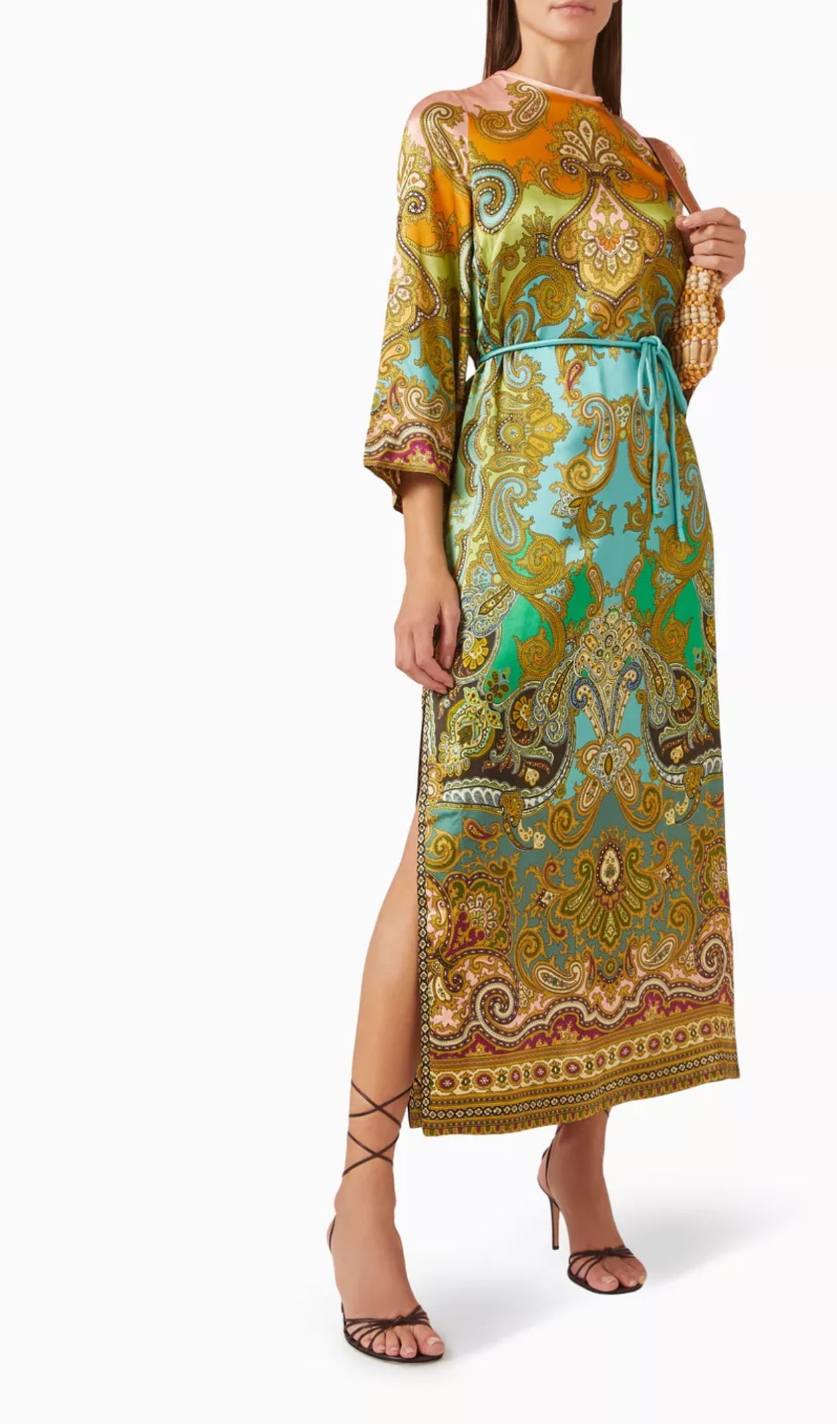 ALM Clemenza Silk Belted Shirtdress Midi Dress