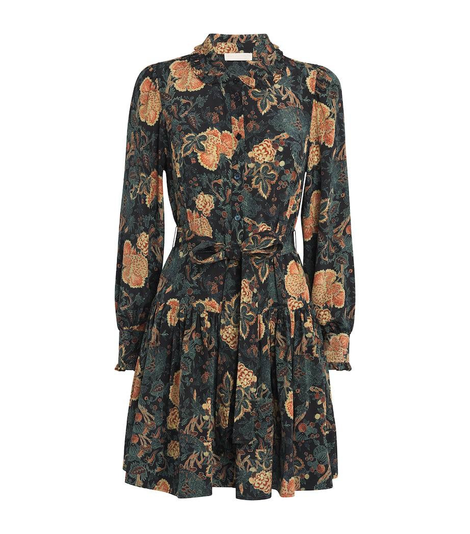 UJ Simona Silk Printed Long Sleeve Mini Dress