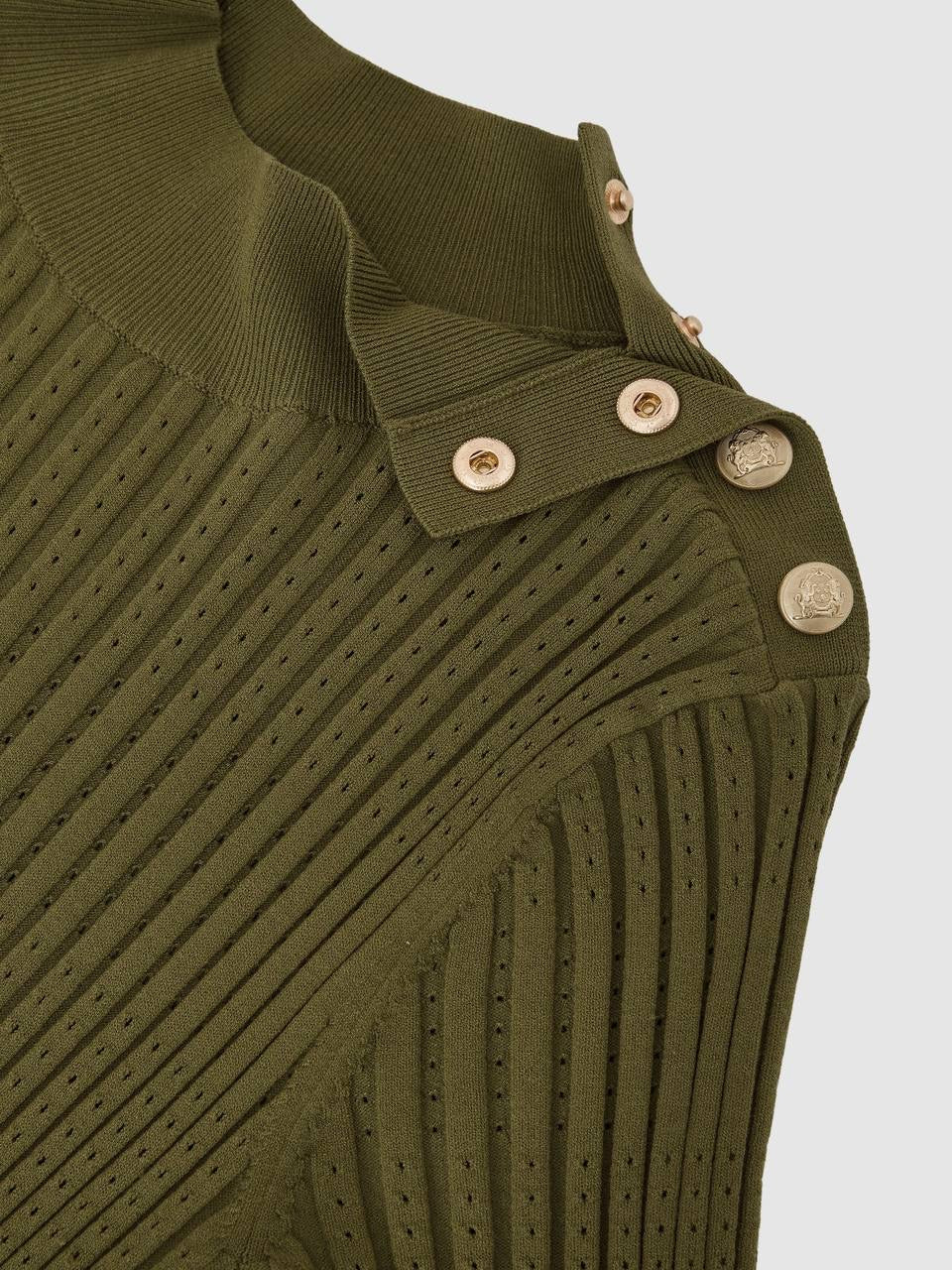 RS Harriet Button-Detail Knitted Midi Dress