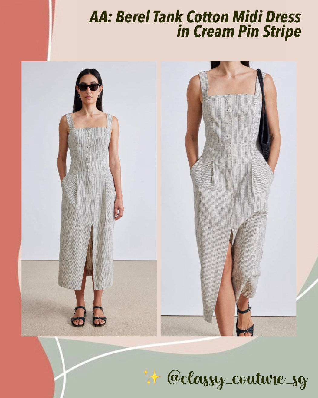2 Colors! AA Berel Tank Cotton Midi Dress